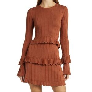 Rachel Parcell Rib Mini Dress with Pointelle Ruffles